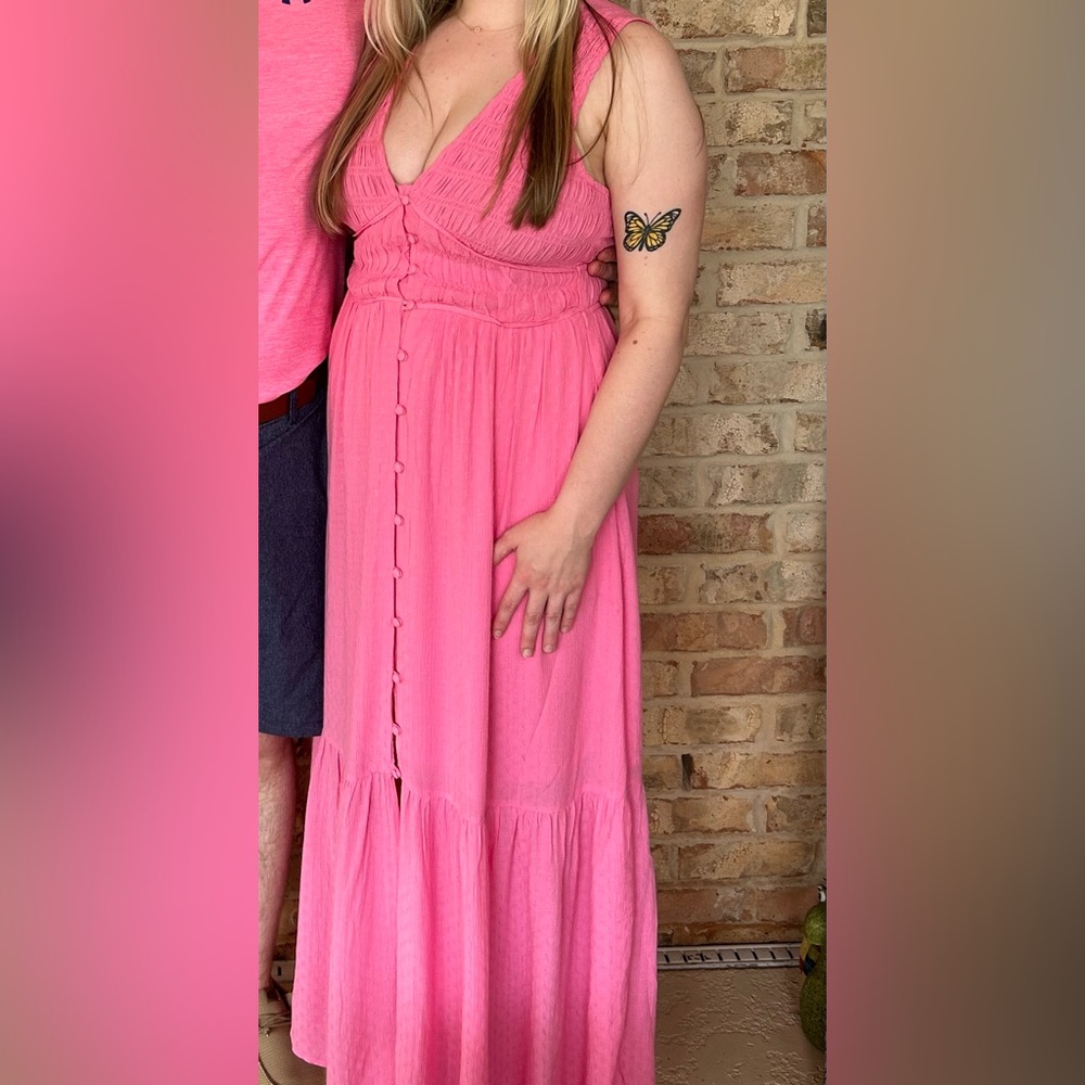 Button down pink dress